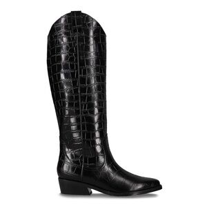 Marc Fisher‎ Haze Boots Black Croc Embossed Heeled Size 8